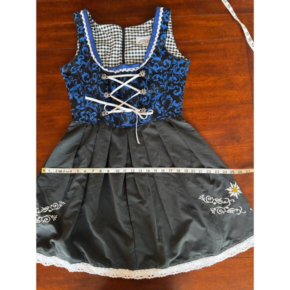 Edelweiss Barvarian Dirndl Dress Blue & Black -Dress Only Sz S Cottagecore Dress - Picture 10 of 11
